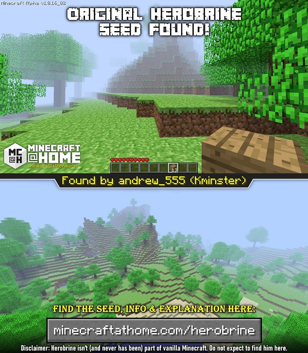Reddit post image with an overview image and a high-resolution screenshot of the herobrine hill